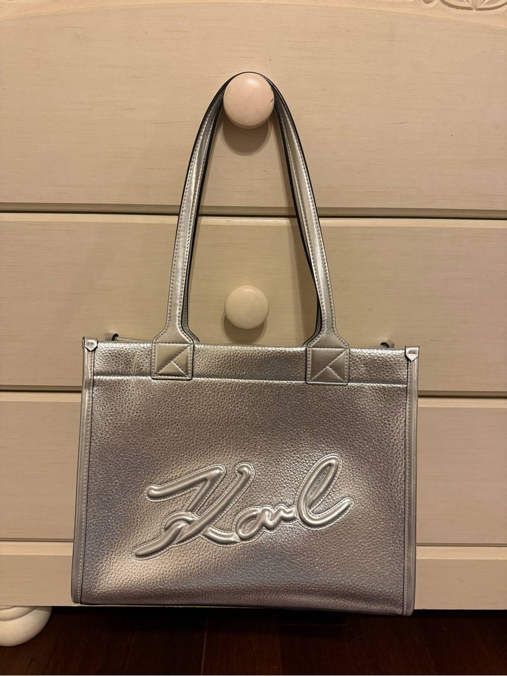 Metallic Silver Tote Bag